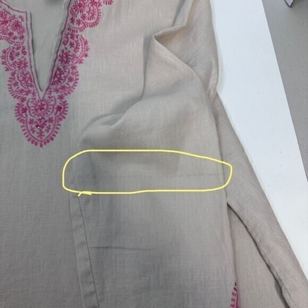 Susan‎ Bristol Women’s Tunic w/Embroidered Beaded details, Size 2X, Beige - Picture 6 of 7